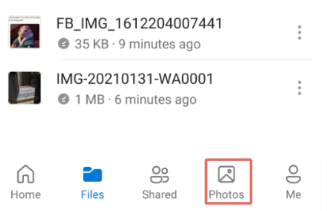 restore photos from onedrive