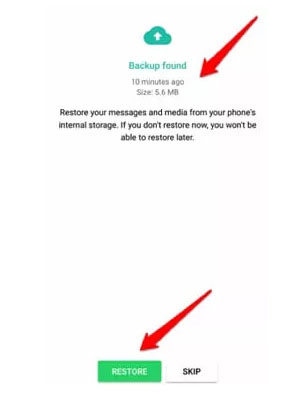 restore whatsapp android google drive