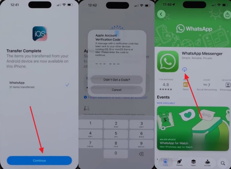 continue and install whatsapp
