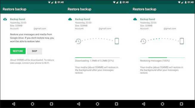 restore whatsapp messages from google drive
