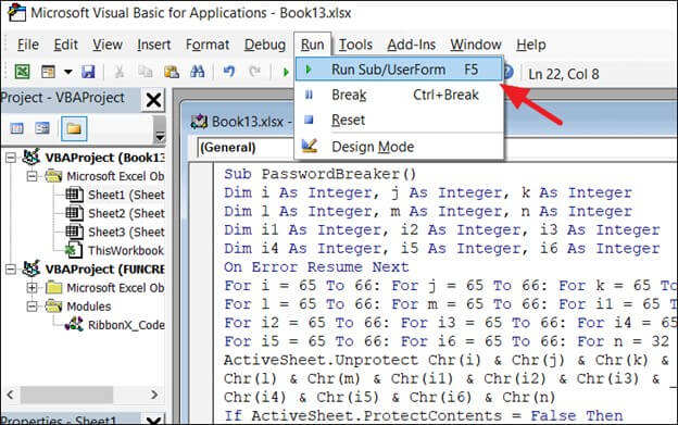 run vba code