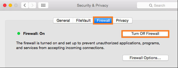 safari cannot connect to server disable firewall