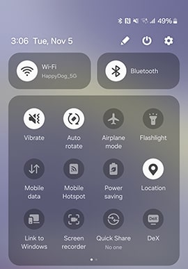 samsung airplane mode