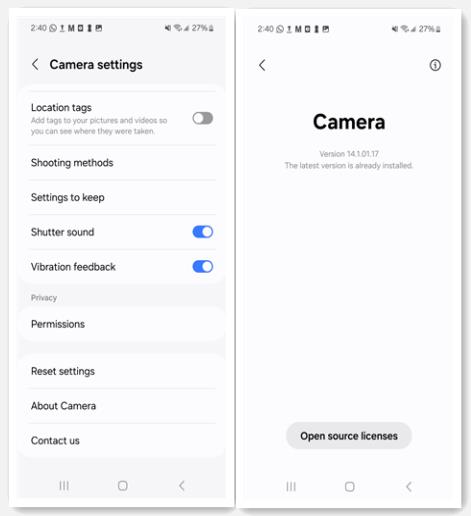 install the latest version of samsung camera
