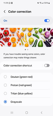 turn off samsung color correction