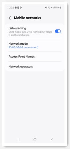 samsung data roaming