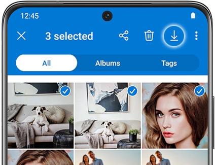 Fotos de sincronización de Samsung de OneDrive