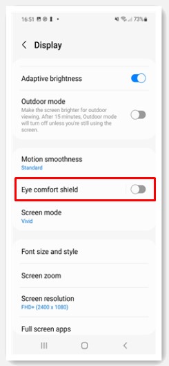 samsung eye comfort shield