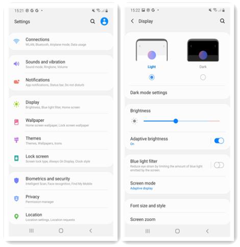 samsung light mode