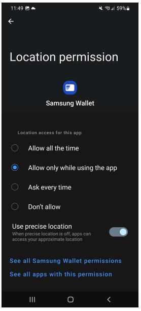 samsung location permission