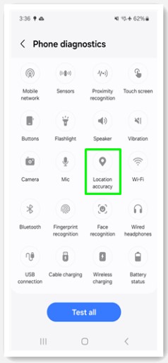 test location accuracy with samsung members app