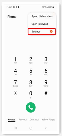 samsung phone app settings