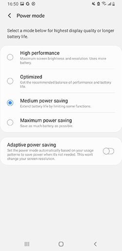 samsung power mode