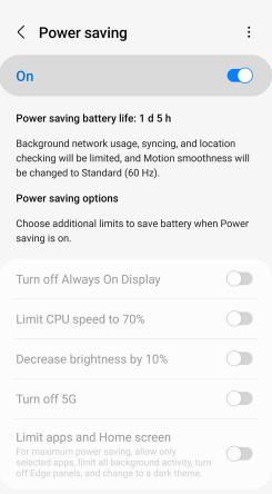samsung power saving mode