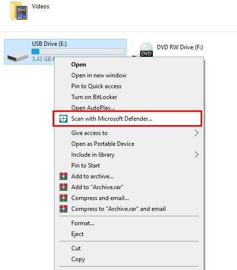 scan USB drive with Microsoft Defender