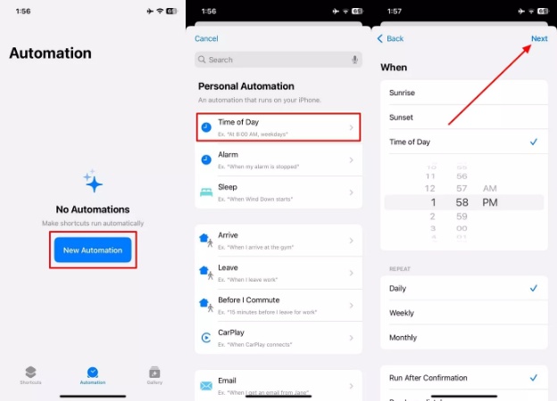 add new automation on iphone