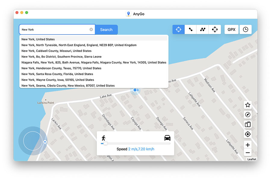 Search new location on anygo
