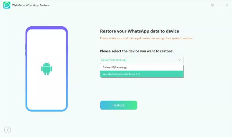 Tap the connected device
