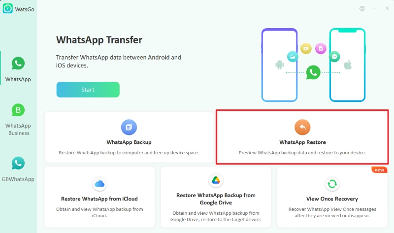 Click Restore WhatsApp