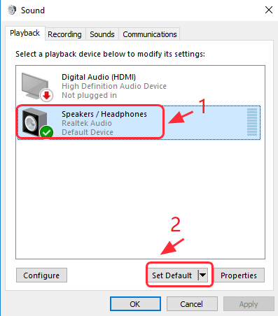 set audio device default