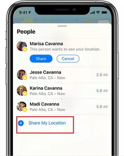 Sharing Location on Find My Location