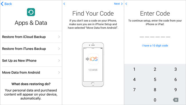 set move to ios app on your phone