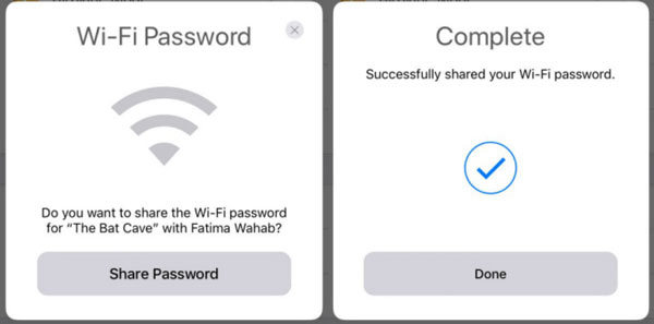 share wifi password iphone