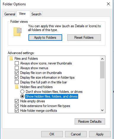 show hidden folders