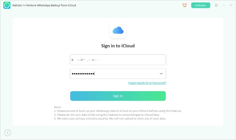 watsgo sign in to cloud