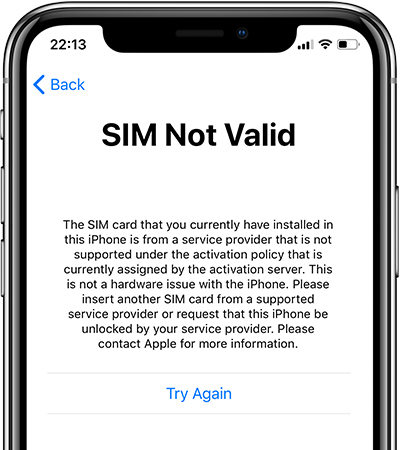 what does invalid sim mean