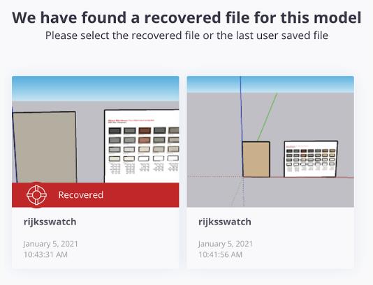 sketchup found a recovered file