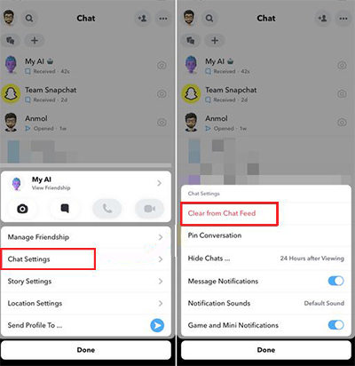 remove my ai snapchat via chat settings
