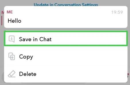 snapchat save in chat