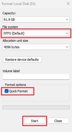 format raw drive