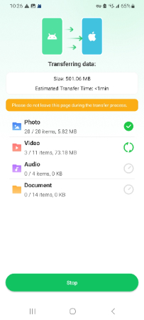 receive android data to iphone