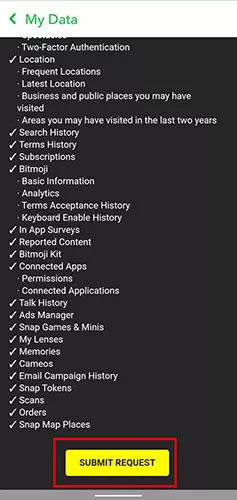 submit request snapchat
