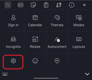 select Swift Key Setting icon