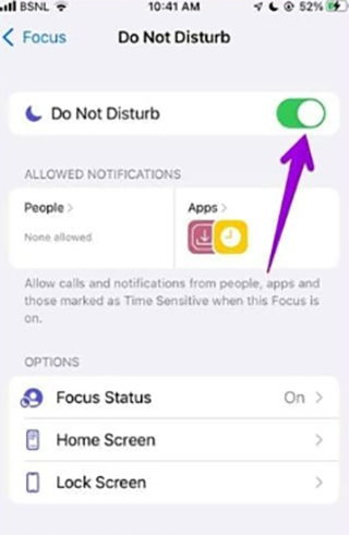 switch off the dnd mode