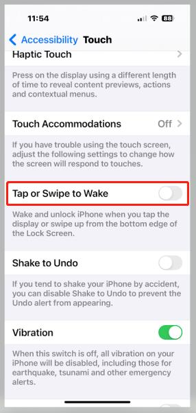 tap or swipe to wake