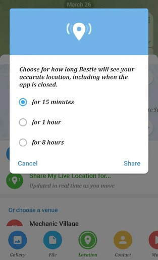 telegram live location duration