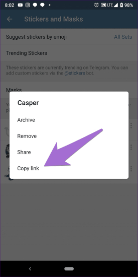 telegram stickers settings android