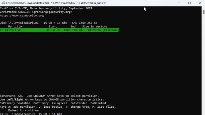 check RAW partition boot sector status in TestDisk