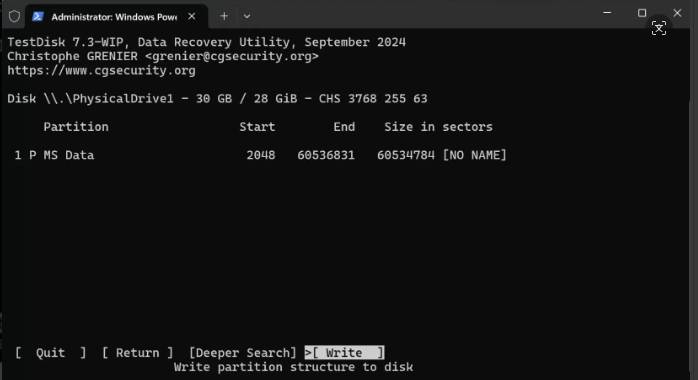 testdisk process