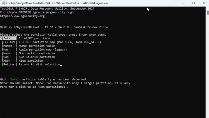 TestDisk quick search found RAW partition