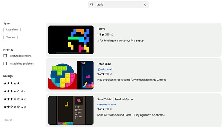 tetris browser extension