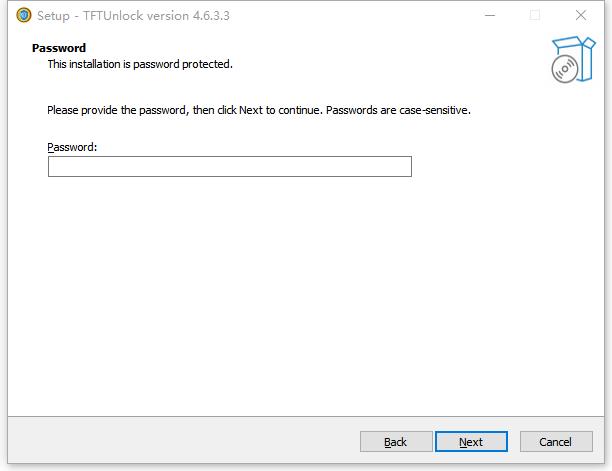 enter password to install tft unlock tool