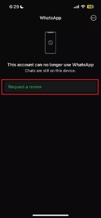 tap request a review option