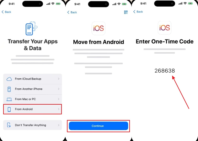 from android to get one-time code