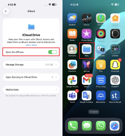 access the files app