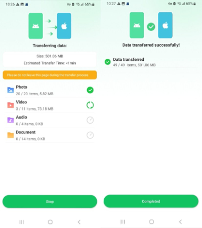 complete transferring process